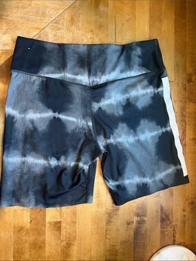 Nike Black and Gray Tie-Dye Bike Shorts with White Side Stripe